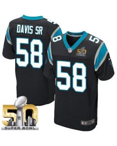 Panthers #58 Thomas Davis Sr Black Team Color Super Bowl 50 Men's Stitched NFL Elite Jersey