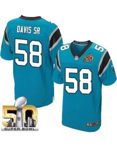 Panthers #58 Thomas Davis Sr Blue Alternate Super Bowl 50 Men's Stitched NFL Elite Jersey