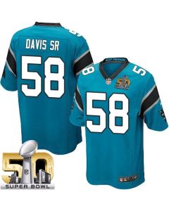 Panthers #58 Thomas Davis Sr Blue Alternate Super Bowl 50 Youth Stitched NFL Elite Jersey