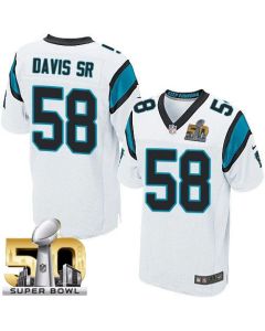 Panthers #58 Thomas Davis Sr White Super Bowl 50 Men's Stitched NFL Elite Jersey