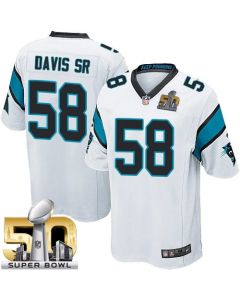Panthers #58 Thomas Davis Sr White Super Bowl 50 Youth Stitched NFL Elite Jersey