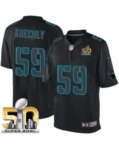 Panthers #59 Luke Kuechly Black Super Bowl 50 Men's Stitched NFL Impact Limited Jersey