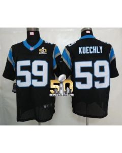 Panthers #59 Luke Kuechly Black Team Color Super Bowl 50 Men's Stitched NFL Elite Jersey