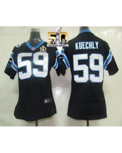 Panthers #59 Luke Kuechly Black Team Color Super Bowl 50 Women's Stitched NFL Elite Jersey