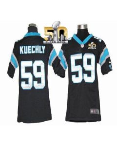 Panthers #59 Luke Kuechly Black Team Color Super Bowl 50 Youth Stitched NFL Elite Jersey