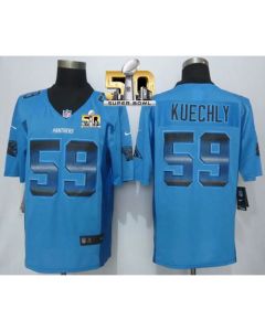 Panthers #59 Luke Kuechly Blue Alternate Super Bowl 50 Men's Stitched NFL Limited Strobe Jersey