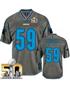 Panthers #59 Luke Kuechly Grey Super Bowl 50 Youth Stitched NFL Elite Vapor Jersey