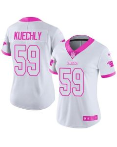 Panthers #59 Luke Kuechly White/Pink Women's Stitched NFL Limited Rush Fashion Jersey