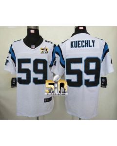 Panthers #59 Luke Kuechly White Super Bowl 50 Men's Stitched NFL Elite Jersey