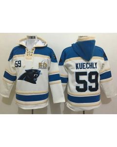 Panthers #59 Luke Kuechly White Super Bowl 50 Sawyer Hoodie Sweatshirt NFL Hoodie