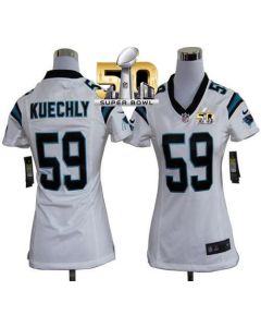 Panthers #59 Luke Kuechly White Super Bowl 50 Women's Stitched NFL Elite Jersey