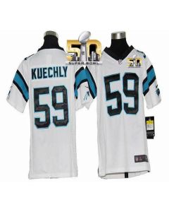 Panthers #59 Luke Kuechly White Super Bowl 50 Youth Stitched NFL Elite Jersey