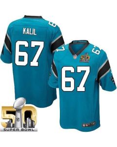 Panthers #67 Ryan Kalil Blue Alternate Super Bowl 50 Youth Stitched NFL Elite Jersey