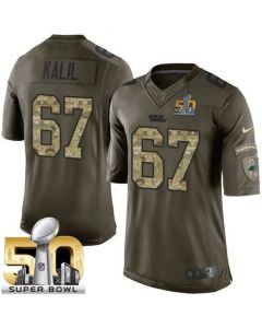 Panthers #67 Ryan Kalil Green Super Bowl 50 Youth Stitched NFL Limited Salute to Service Jersey