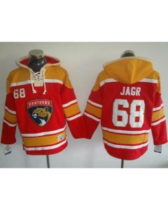 Panthers #68 Jaromir Jagr Red/Gold Sawyer Hooded Sweatshirt Stitched NHL Jersey