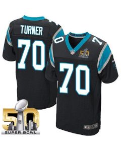 Panthers #70 Trai Turner Black Team Color Super Bowl 50 Men's Stitched NFL Elite Jersey