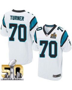 Panthers #70 Trai Turner White Super Bowl 50 Men's Stitched NFL Elite Jersey