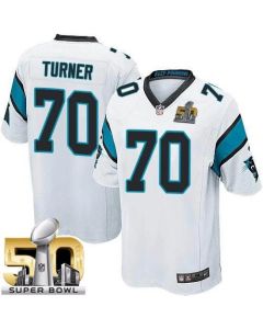 Panthers #70 Trai Turner White Super Bowl 50 Youth Stitched NFL Elite Jersey