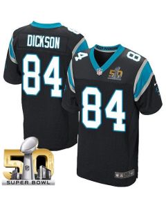 Panthers #84 Ed Dickson Black Team Color Super Bowl 50 Men's Stitched NFL Elite Jersey