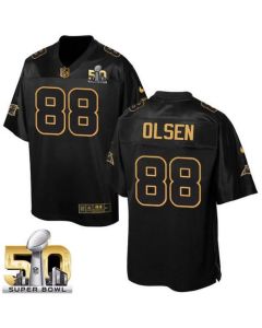 Panthers #88 Greg Olsen Black Super Bowl 50 Men's Stitched NFL Elite Pro Line Gold Collection Jersey