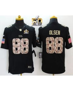 Panthers #88 Greg Olsen Black Super Bowl 50 Men's Stitched NFL Limited Salute to Service Jersey