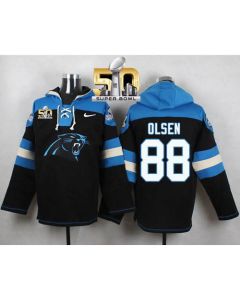 Panthers #88 Greg Olsen Black Super Bowl 50 Player Pullover NFL Hoodie