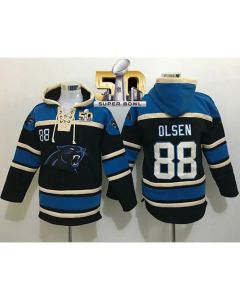 Panthers #88 Greg Olsen Black Super Bowl 50 Sawyer Hoodie Sweatshirt NFL Hoodie