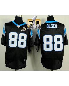 Panthers #88 Greg Olsen Black Team Color Super Bowl 50 Men's Stitched NFL Elite Jersey