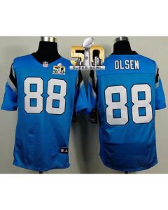 Panthers #88 Greg Olsen Blue Alternate Super Bowl 50 Men's Stitched NFL Elite Jersey