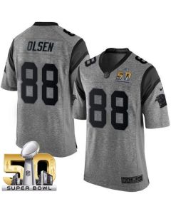 Panthers #88 Greg Olsen Gray Super Bowl 50 Men's Stitched NFL Limited Gridiron Gray Jersey