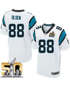 Panthers #88 Greg Olsen White Super Bowl 50 Men's Stitched NFL Elite Jersey