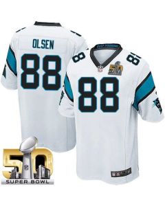 Panthers #88 Greg Olsen White Super Bowl 50 Youth Stitched NFL Elite Jersey
