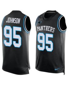 Panthers #95 Charles Johnson Black Team Color Men's Stitched NFL Limited Tank Top Jersey