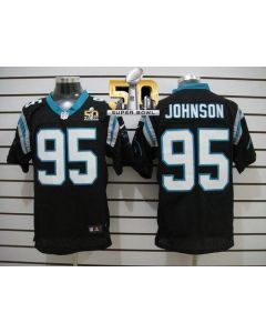 Panthers #95 Charles Johnson Black Team Color Super Bowl 50 Men's Stitched NFL Elite Jersey