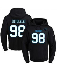 Panthers #98 Star Lotulelei Black Name & Number Pullover NFL Hoodie