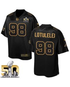 Panthers #98 Star Lotulelei Black Super Bowl 50 Men's Stitched NFL Elite Pro Line Gold Collection Jersey