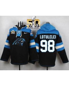 Panthers #98 Star Lotulelei Black Super Bowl 50 Player Pullover NFL Hoodie