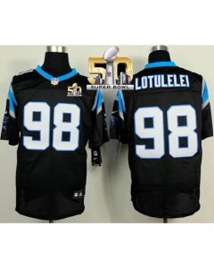 Panthers #98 Star Lotulelei Black Team Color Super Bowl 50 Men's Stitched NFL Elite Jersey