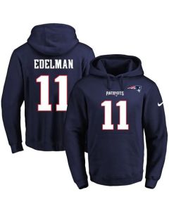 Patriots #11 Julian Edelman Navy Blue Name & Number Pullover NFL Hoodie