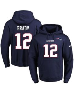 Patriots #12 Tom Brady Navy Blue Name & Number Pullover NFL Hoodie