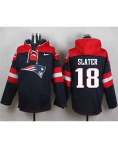 Patriots #18 Matt Slater Navy Blue Player Pullover NFL Hoodie