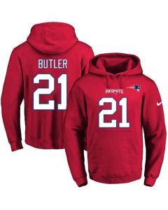 Patriots #21 Malcolm Butler Red Name & Number Pullover NFL Hoodie