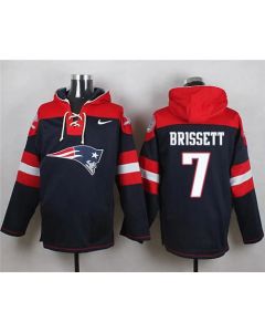 Patriots #7 Jacoby Brissett Navy Blue Player Pullover NFL Hoodie