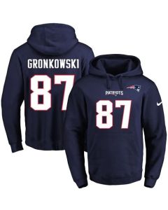 Patriots #87 Rob Gronkowski Navy Blue Name & Number Pullover NFL Hoodie