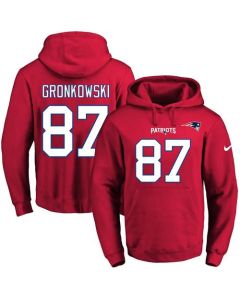 Patriots #87 Rob Gronkowski Red Name & Number Pullover NFL Hoodie