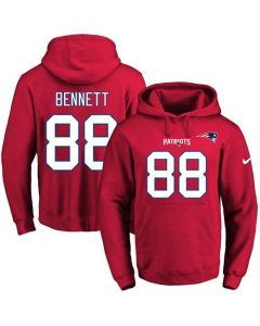 Patriots #88 Martellus Bennett Red Name & Number Pullover NFL Hoodie