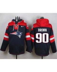 Patriots #90 Malcom Brown Navy Blue Player Pullover NFL Hoodie