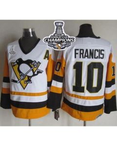 Penguins #10 Ron Francis White/Black CCM Throwback 2016 Stanley Cup Champions Stitched NHL Jersey