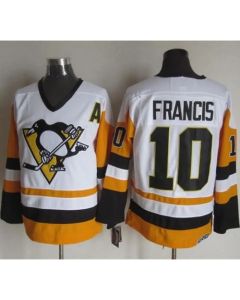 Penguins #10 Ron Francis White/Black CCM Throwback Stitched NHL Jersey