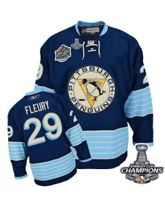 Penguins #29 Andre Fleury 2011 Winter Classic Vintage Dark Blue 2016 Stanley Cup Champions Stitched Youth NHL Jersey